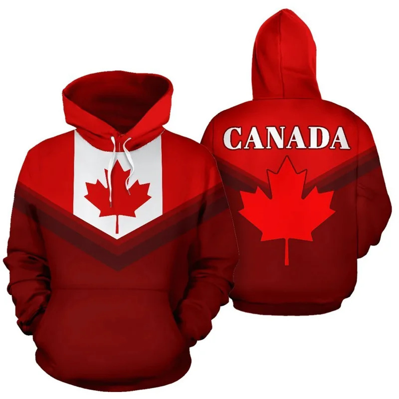 Street Fashion Canada - 1 Buah Hoodie Custom Gambar Bendera
