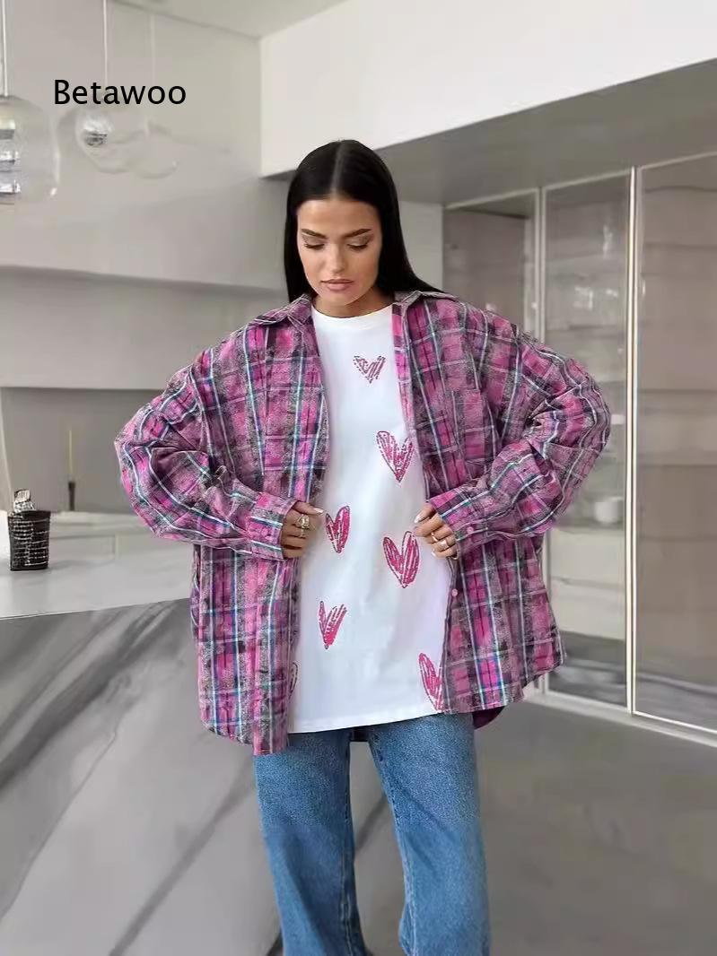 Kemeja kotak-kotak longgar uku - Fashion Street Night ulasan dan harga